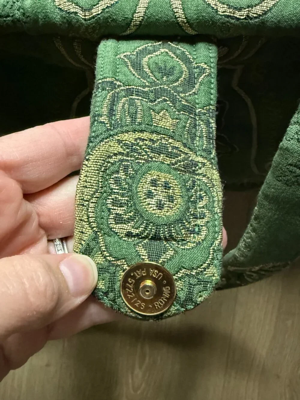 Victoria Horner Charlottesville Green & Gold Jacquard Fabric Doctor’s Bag EUC